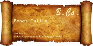 Bencz Csilla névjegykártya